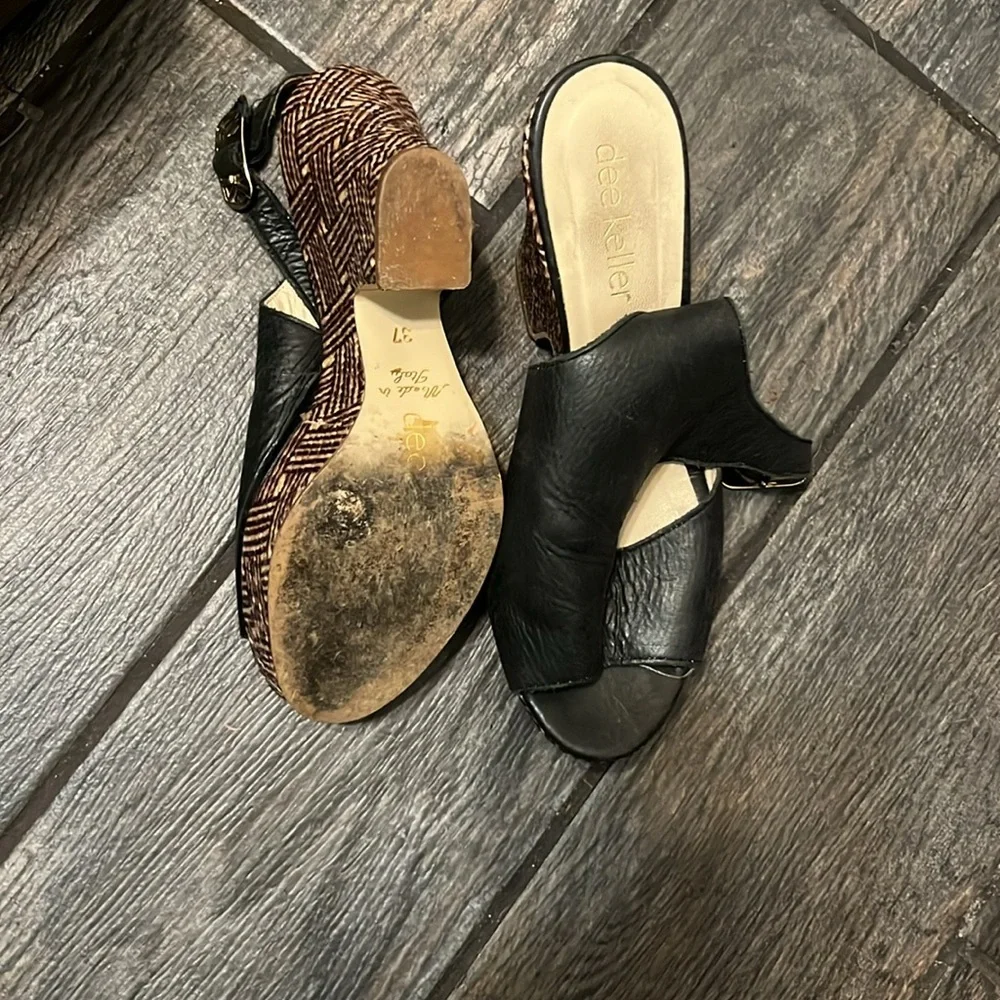 Black leather platforms